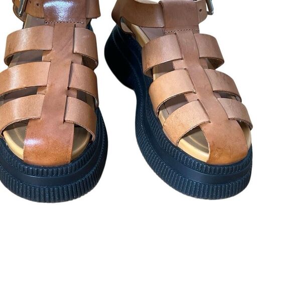 Ganni NWOT Creepers Leather Fisherman Strappy Platform Sandals Size 37 - Picture 6 of 11